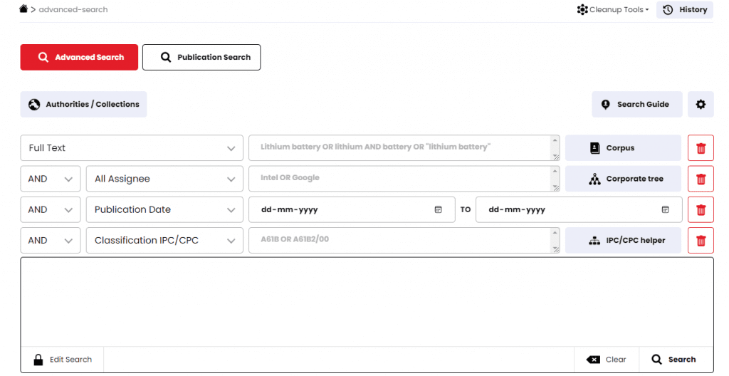Expert Patent Search Working Screenshot